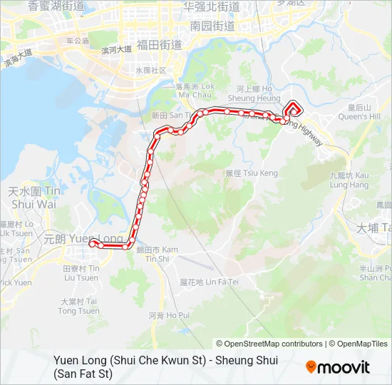 巴士元朗(水車館街) - 上水(新發街) [17]的線路圖