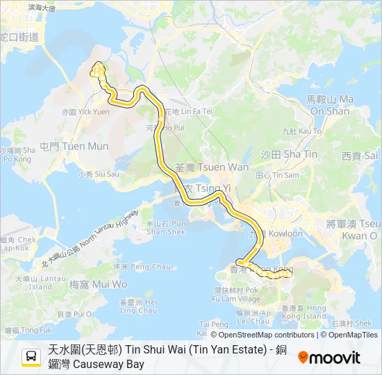 967X Bus Line Map