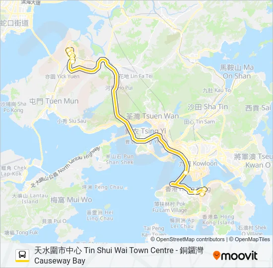 969X Bus Line Map