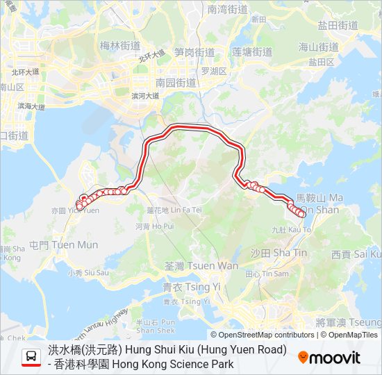 巴士64X的線路圖