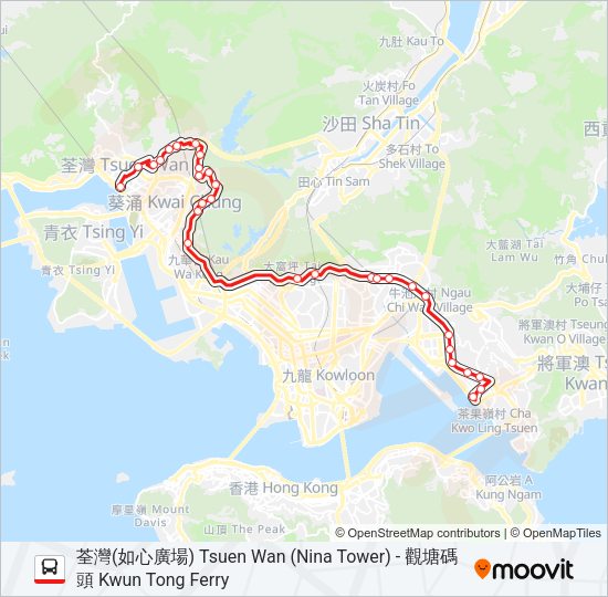 巴士40P的線路圖