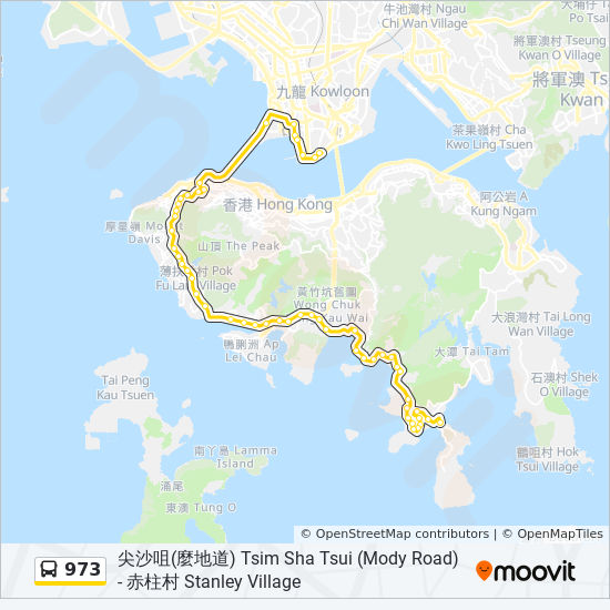 Bus 973 Route Map 973 Route: Schedules, Stops & Maps - 尖沙咀(麼地道) Tsim Sha Tsui (Mody Road)  (Updated)