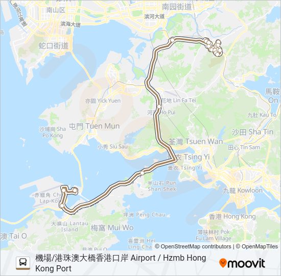 Na43ルート スケジュール 停車地 地図 機場 港珠澳大橋香港口岸 Airport Hzmb Hong Kong Port