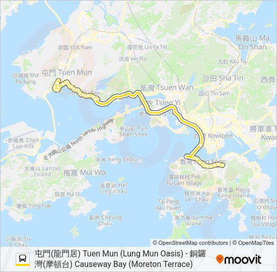 巴士N962的線路圖