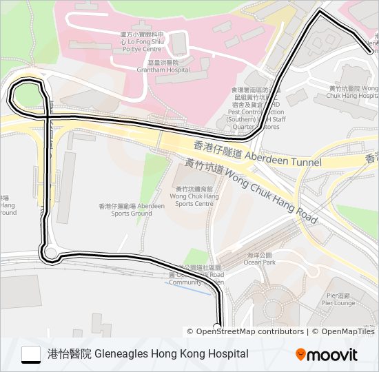 巴士港怡醫院 GLENEAGLES HONG KONG HOSPITAL的線路圖