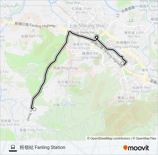 巴士NR116的線路圖
