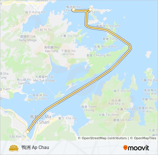 渡輪馬料水 - 吉澳- 鴨洲的線路圖