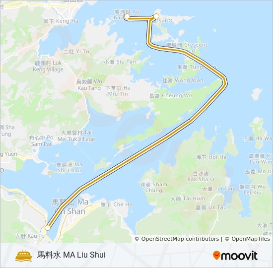 馬料水 - 吉澳- 鴨洲 ferry Line Map