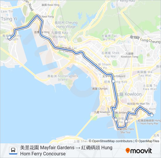 巴士NR48的線路圖