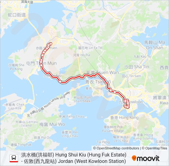 巴士63X的線路圖