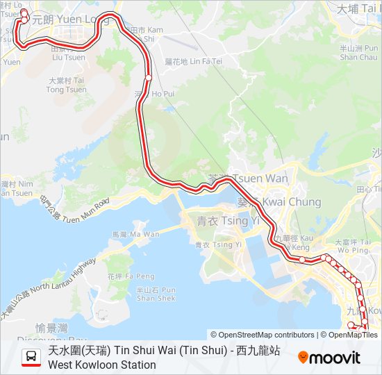 巴士69X的線路圖