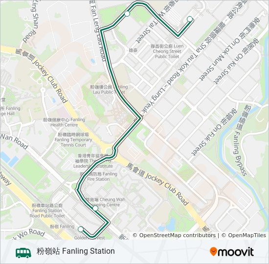 52aルート スケジュール 停車地 地図 粉嶺站 Fanling Station