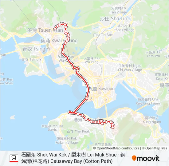 936A Bus Line Map