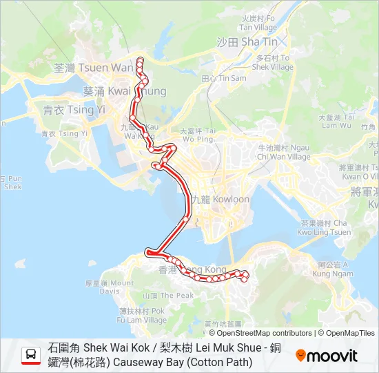 936A Bus Line Map