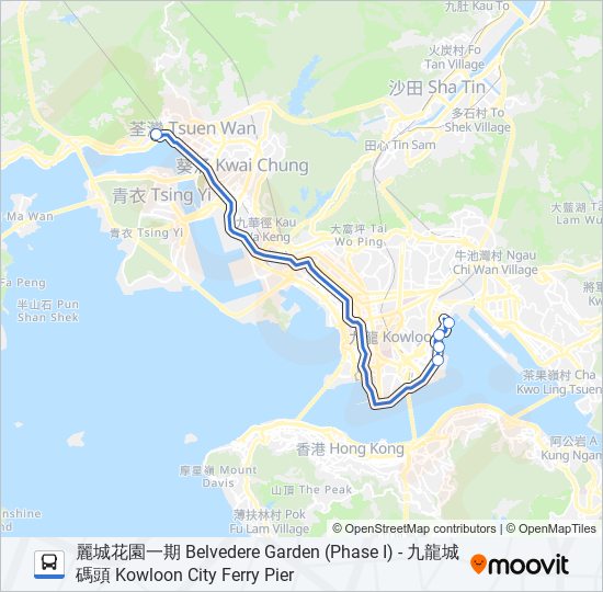 NR322 bus Line Map