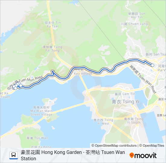 巴士NR319的線路圖