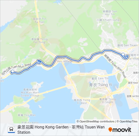 巴士NR319的線路圖