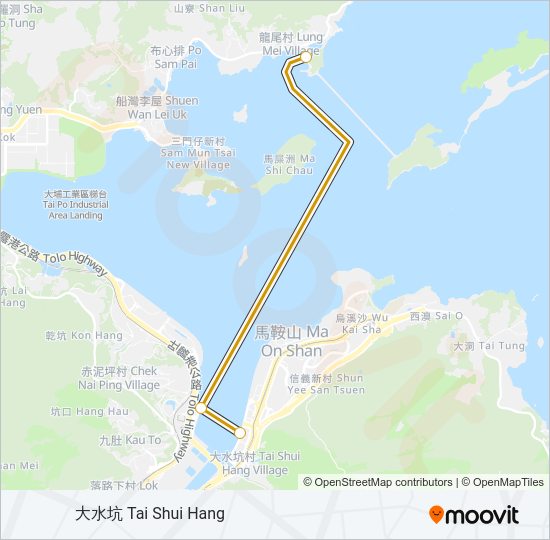 渡輪大水坑 - 馬料水 - 大美篤的線路圖