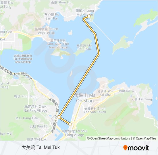 大水坑 - 馬料水 - 大美篤 Ferry Line Map
