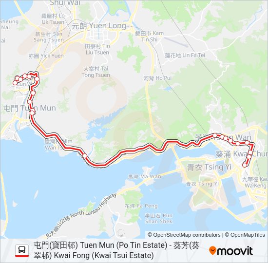 巴士67A的線路圖
