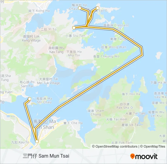 三門仔 - 大水坑/荔枝窩/吉澳/鴨洲 Ferry Line Map
