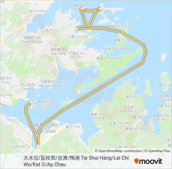 三門仔 - 大水坑/荔枝窩/吉澳/鴨洲 Ferry Line Map