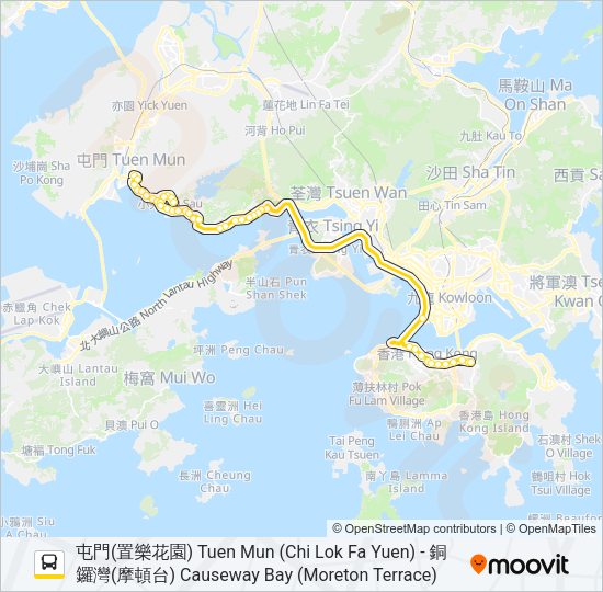 巴士N952的線路圖