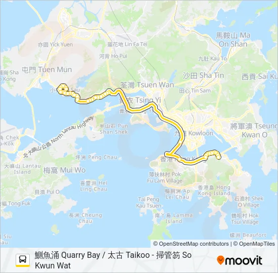 952C Bus Line Map