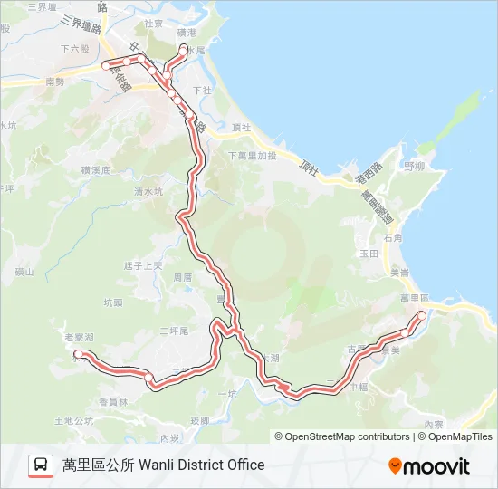 巴士F921假日去-繞圳頭至獅頭山的線路圖