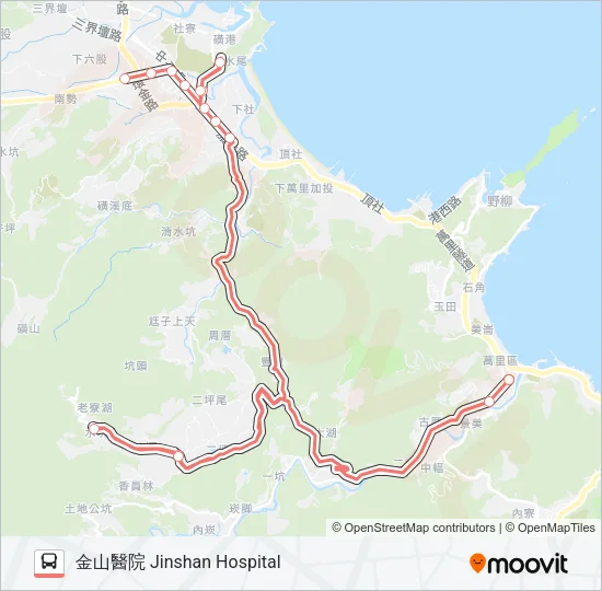 巴士F921假日去-繞圳頭至獅頭山的線路圖