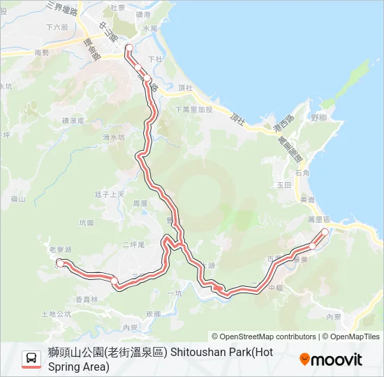 巴士F921假日去-繞圳頭至獅頭山的線路圖