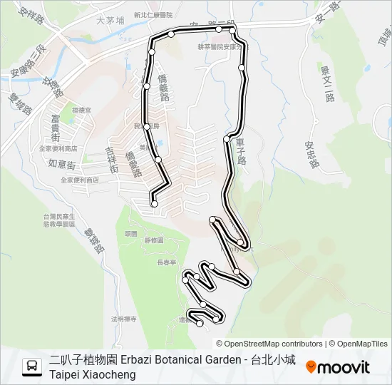 安坑1線 Bus Line Map