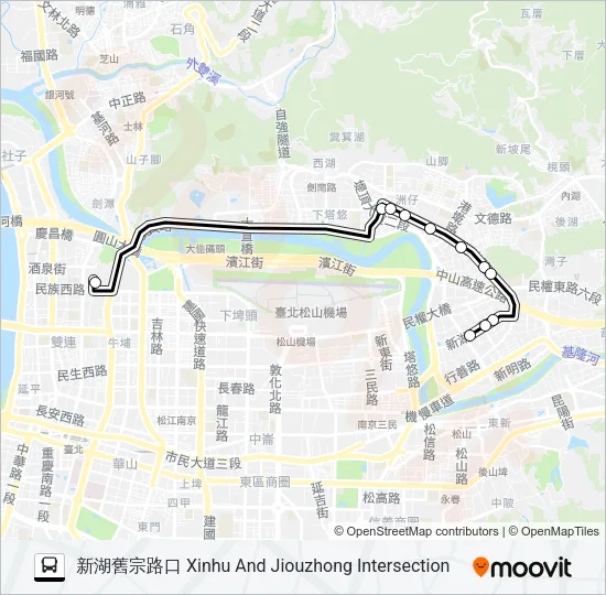 內快1往內科(首都) Bus Line Map
