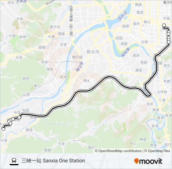 捷運忠孝復興站-三峽 bus Line Map