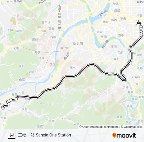 巴士捷運忠孝復興站-三峽的線路圖
