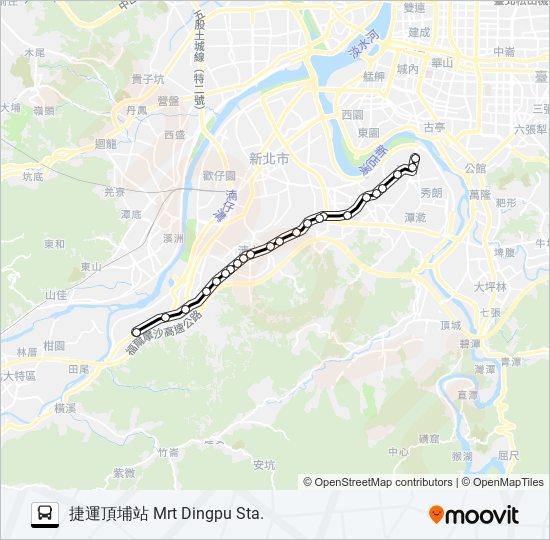 巴士捷運頂溪站-捷運頂埔站的線路圖