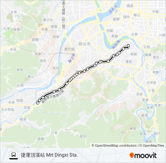 巴士捷運頂溪站-捷運頂埔站的線路圖