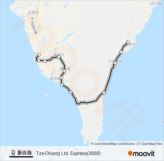 火車新自強的線路圖