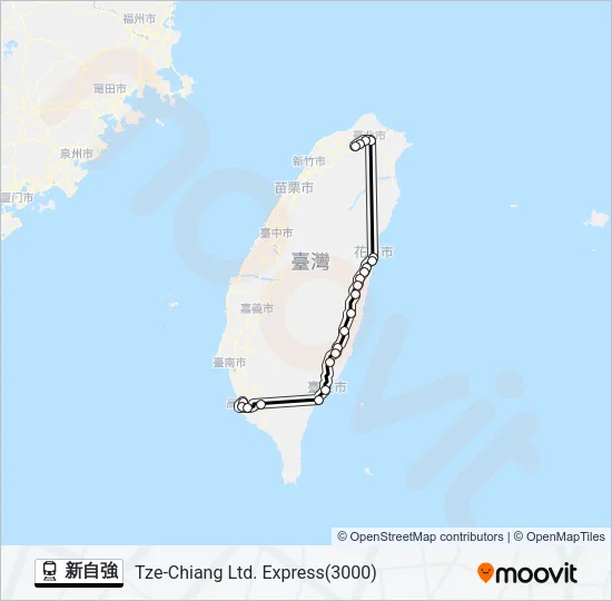 火車新自強的線路圖