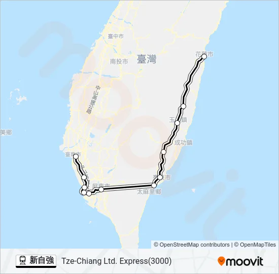 火車新自強的線路圖