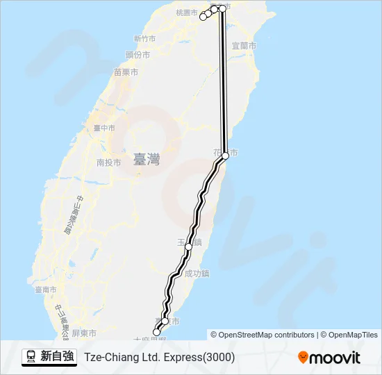 火車新自強的線路圖