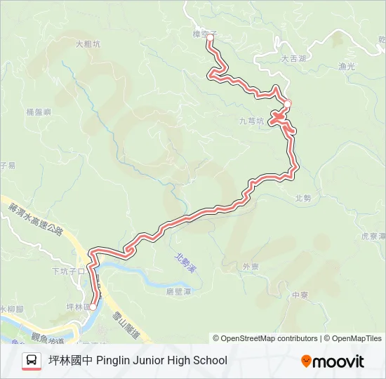 巴士F721坪林國中至闊瀨的線路圖