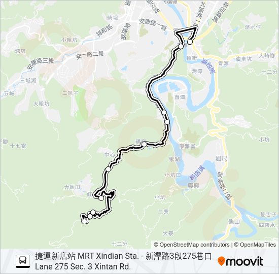 塗潭假日線第1-5班 Bus Line Map
