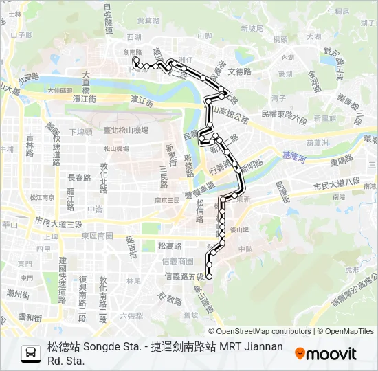 巴士東環幹線的線路圖