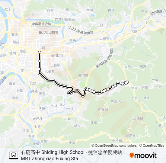 石碇高中-捷運忠孝復興站 Bus Line Map