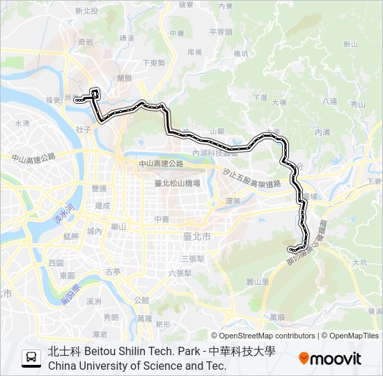 北環幹線繞駛士科路返程半 Bus Line Map