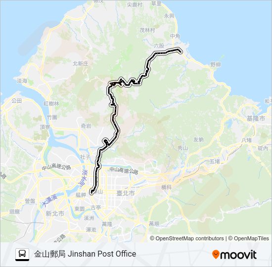 1717(捷運台大醫院站發經捷運劍潭站經小油坑服務站) Bus Line Map