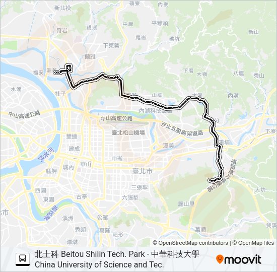 北環幹線繞駛士科路返程半 Bus Line Map