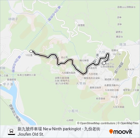 新九號停車場-九份老街去 Bus Line Map