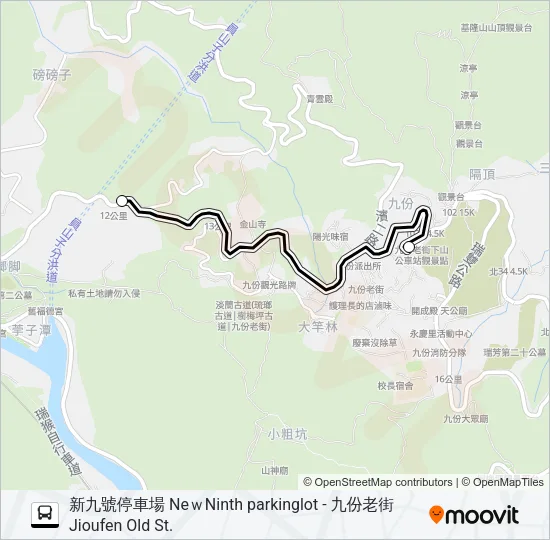 新九號停車場-九份老街去 Bus Line Map